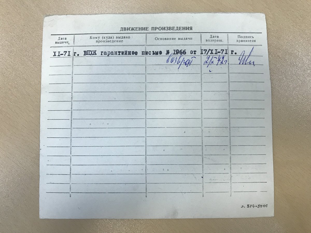 стр. 42 · RKh-Doc-0034 · Учётная карточка ВХПО / паспорт работы «Портрет дочери»