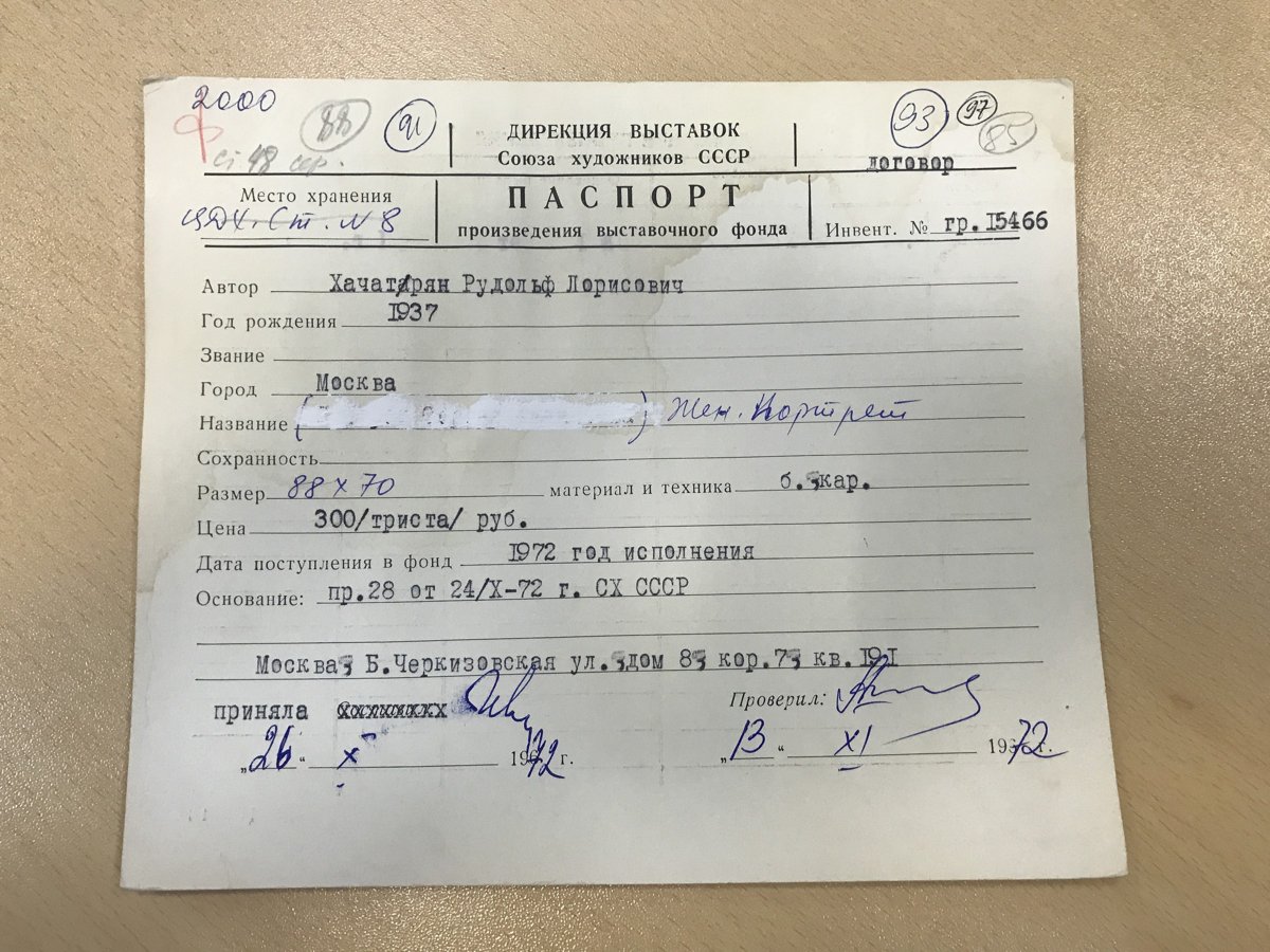 стр. 44 · RKh-Doc-0036 · Учётная карточка ВХПО / паспорт работы «Женский портрет»